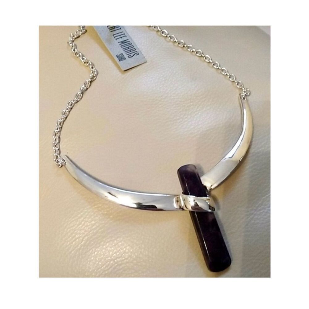 LAST 1 NWT Robert Lee Morris Gorgeous Polished Silver Amethyst Wrapped Necklace